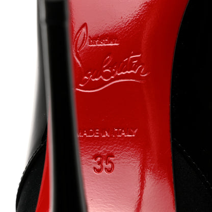 Christian Louboutin Patent Satin Crystal Jessie Booty Joli 100 Sock Boots 35 Black 7 of 8