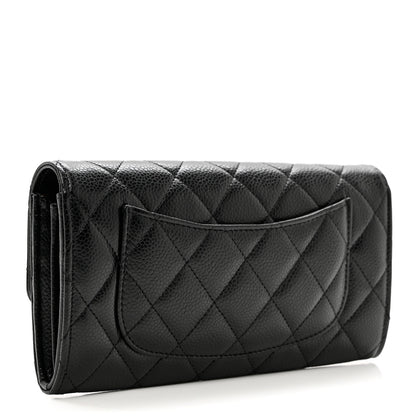 Chanel Caviar Quilted Large Gusset Flap Wallet Black 3 of 7