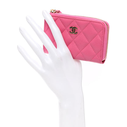 Chanel Caviar Quilted Zipped Key Holder Case Pink 2 of 8