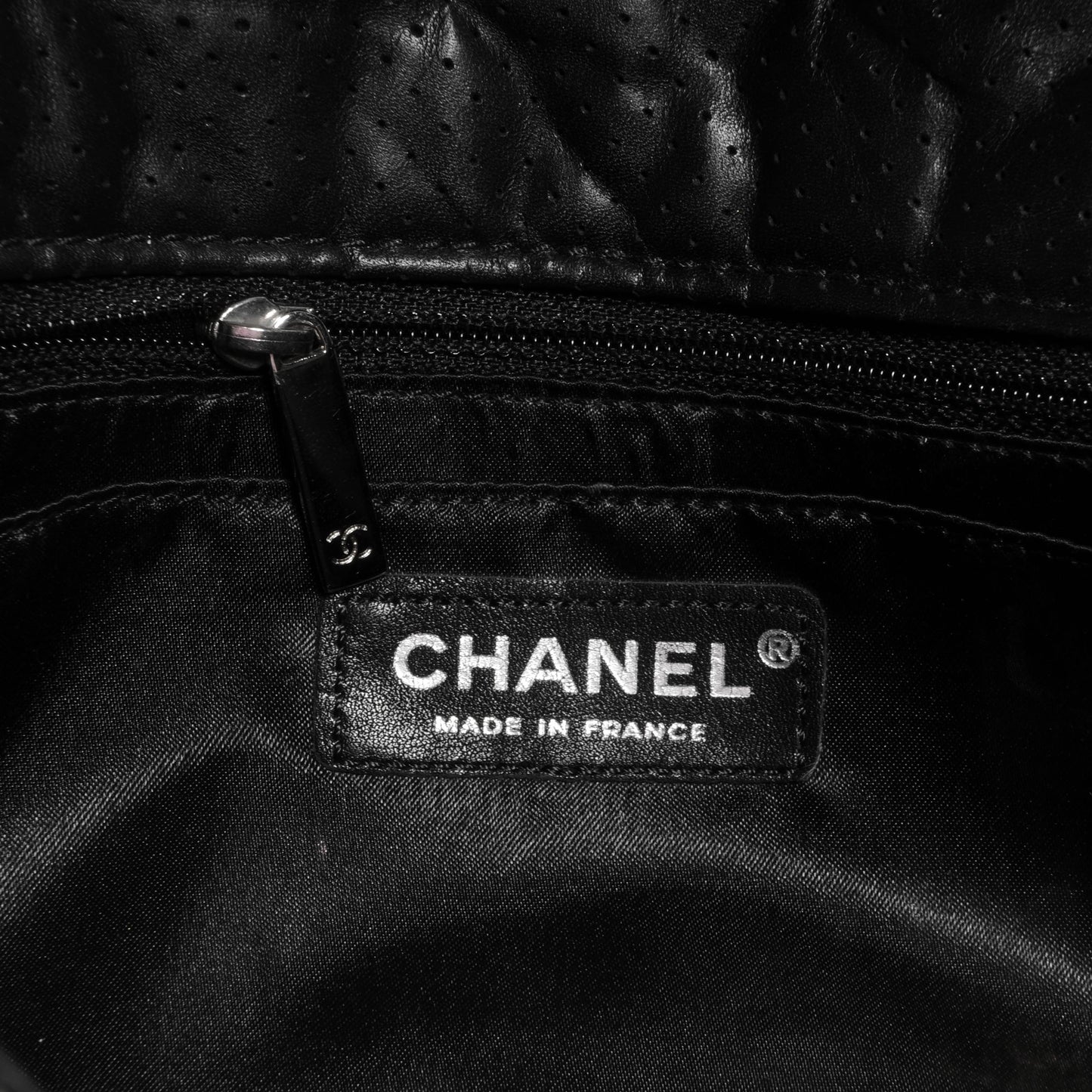 Aged Calfskin Perforated Flap Black