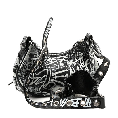 Balenciaga Agneau Arena Graffiti Le Cagole Shoulder Bag XS White Black 4 of 11