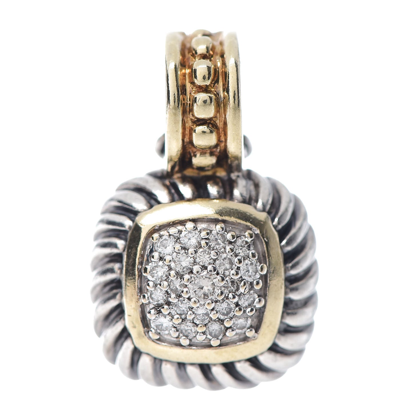 Sterling Silver 18K Yellow Gold Diamond 7mm Albion Enhancer Pendant