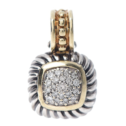 David Yurman Sterling Silver 18K Yellow Gold Diamond 7mm Albion Enhancer Pendant 1 of 3