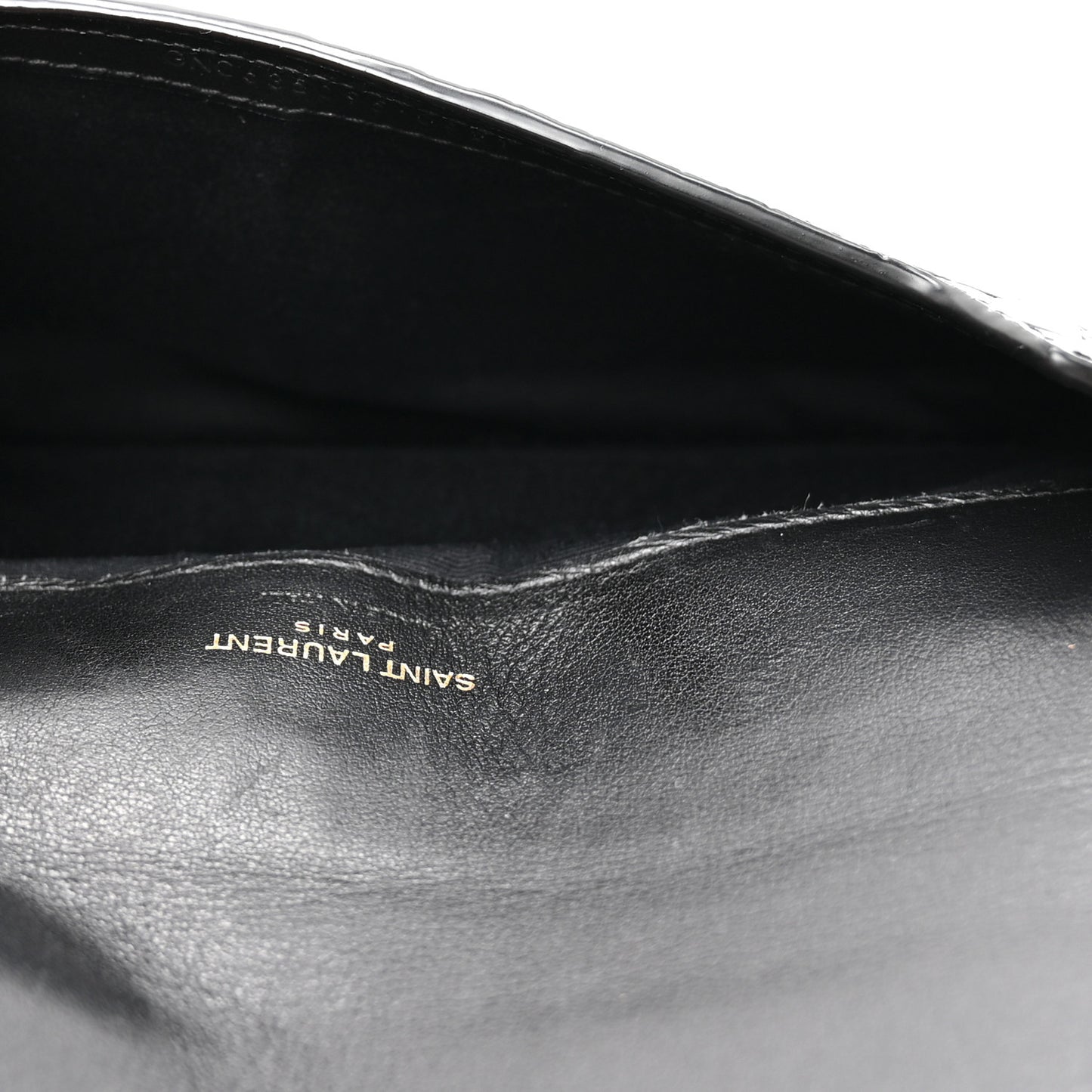 Crocodile Embossed Monogram Phone Holder Crossbody Black