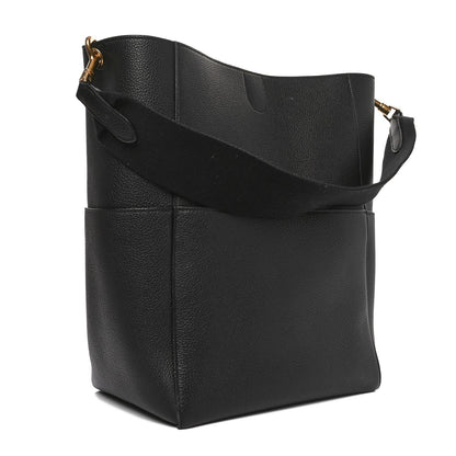 Celine Soft Grained Calfskin Sangle Bucket Bag Black 3 of 9