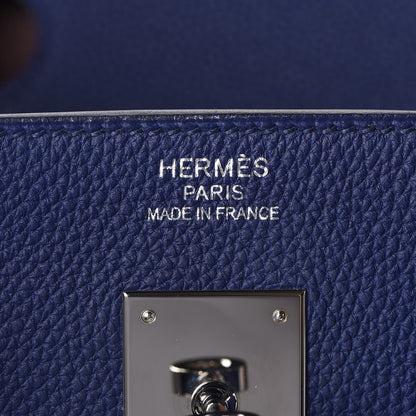 Hermes Togo Swift Officier Birkin 40 Bleu Encre Bordeaux 7 of 35