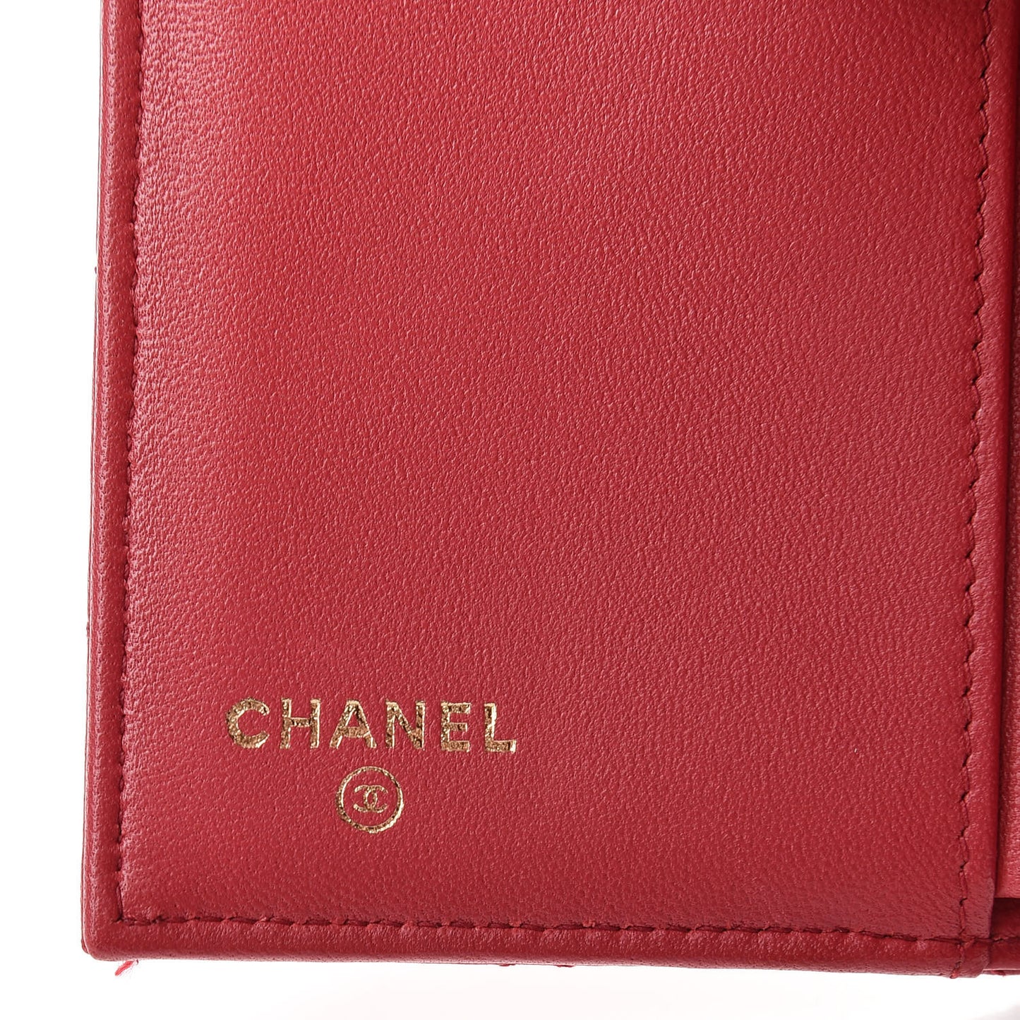 Lambskin Quilted Small Compact Wallet Red