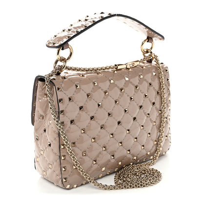 Valentino Garavani Patent Medium Rockstud Spike Shoulder Bag Poudre 3 of 10