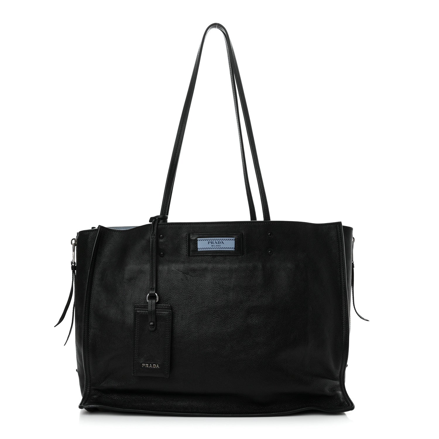 Prada Glace Calfskin Etiquette Shopping Bag Black Astrale 1 of 12