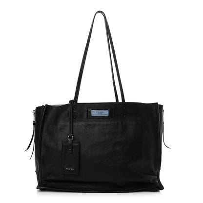 Prada Glace Calfskin Etiquette Shopping Bag Black Astrale 1 of 12