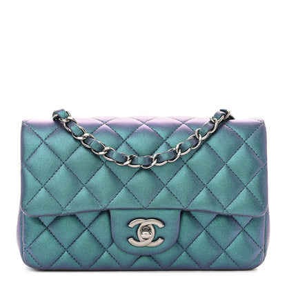 Chanel Iridescent Lambskin Quilted Mini Rectangular Flap Turquoise 1 of 10