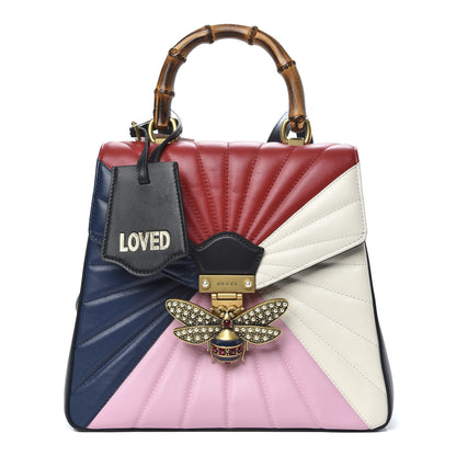 Gucci Calfskin Bamboo Trapuntata Queen Margaret Backpack Blue Agata Hibiscus Red Mystic White Sugar Pink 1 of 9