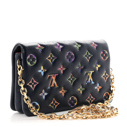 Louis Vuitton Lambskin Embossed Monogram LV Garden Pochette Coussin Navy 3 of 9