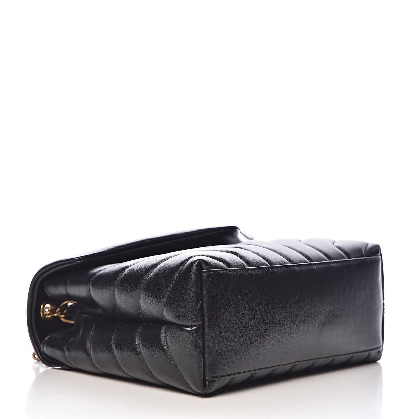 Calfskin Y Quilted Monogram Small Loulou Chain Satchel Black