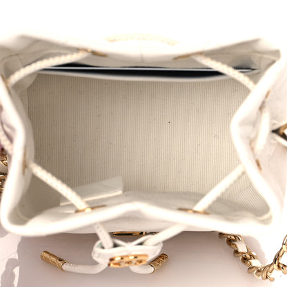 Chanel Metal Lambskin Quilted Small Chain Bucket Bag White 5 of 11