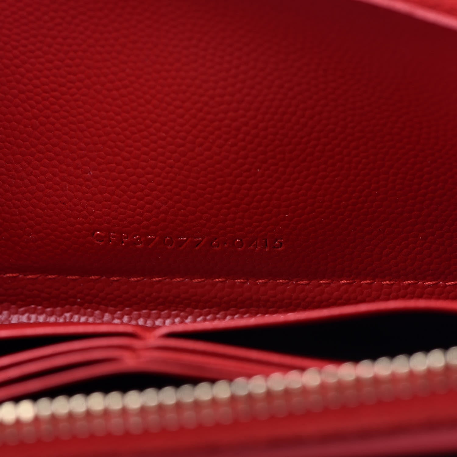 Saint Laurent Grain De Poudre Monogram Zip Around Wallet New Red 7 of 14