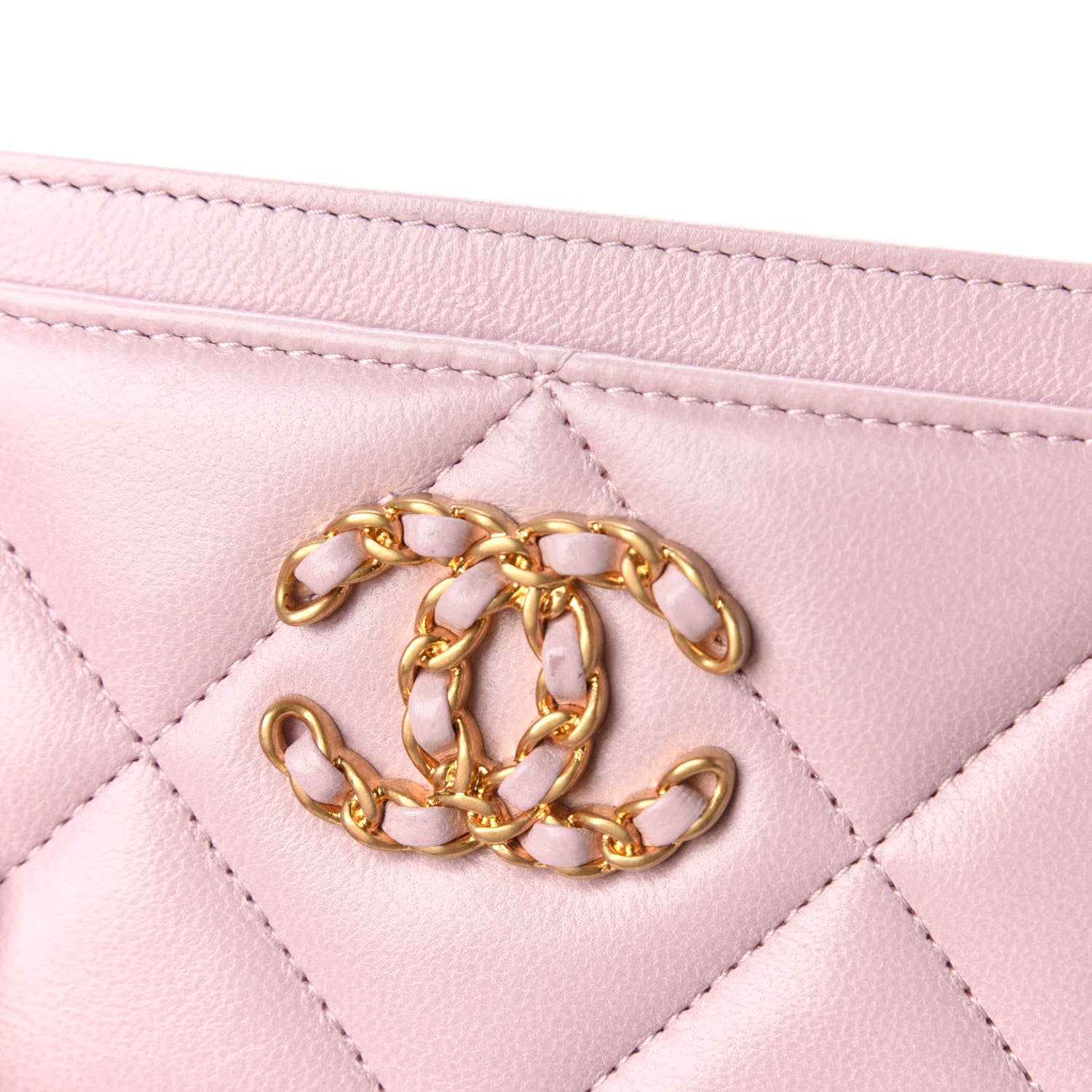 Chanel Lambskin Quilted Chanel 19 Card Holder Light Pink 13 of 13
