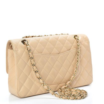 Chanel Caviar Quilted Medium Double Flap Beige 2 of 20