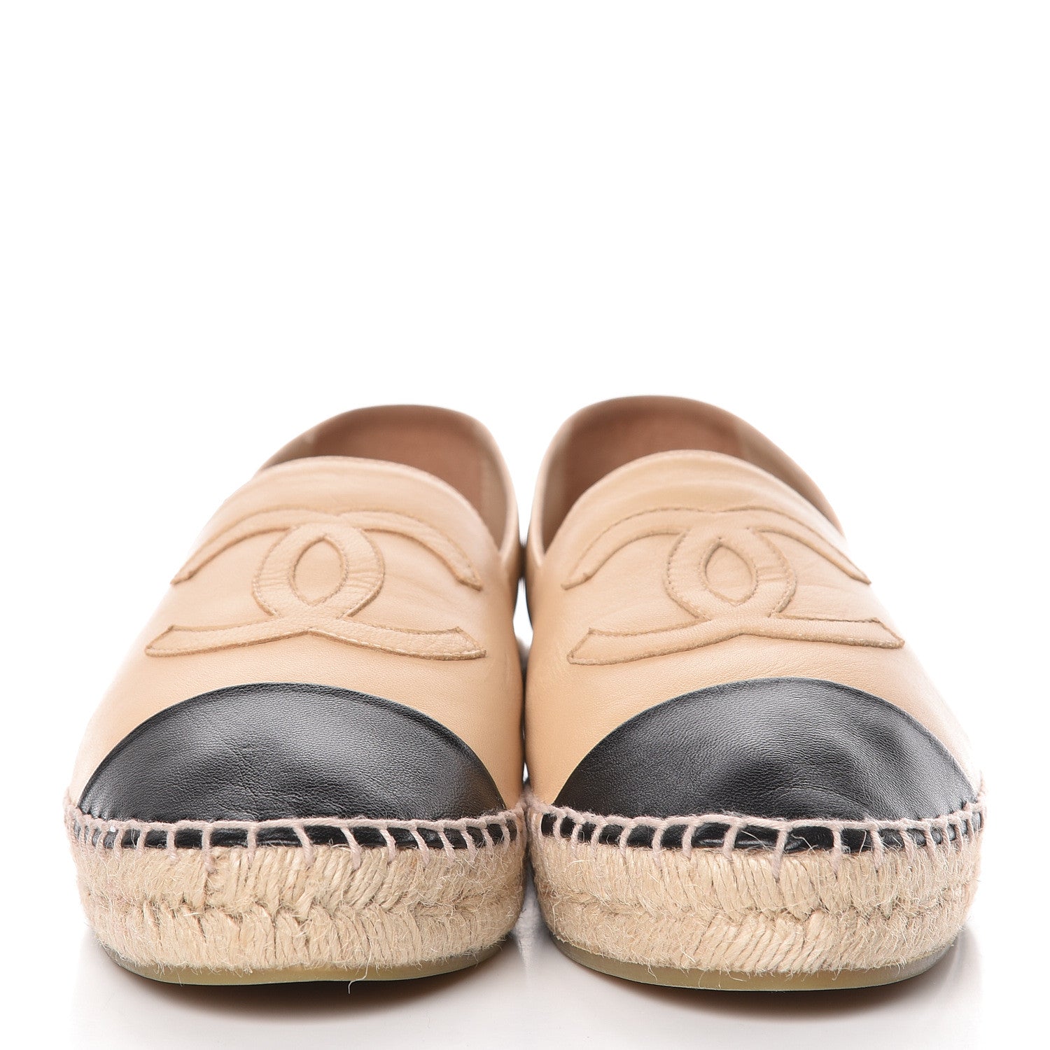 Chanel Lambskin CC Espadrilles 40 Beige Black 2 of 15