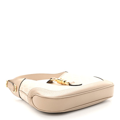 Gucci GG Supreme Monogram Textured Dollar Calfskin Web Small Jackie 1961 Hobo Beige Mystic White Oatmeal 4 of 9