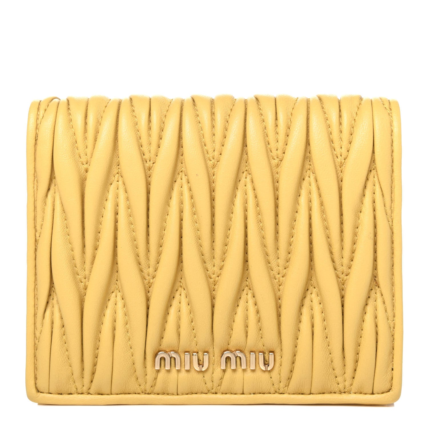 Miu Miu Nappa Matelasse Small Flap Wallet Ginestra 1 of 13