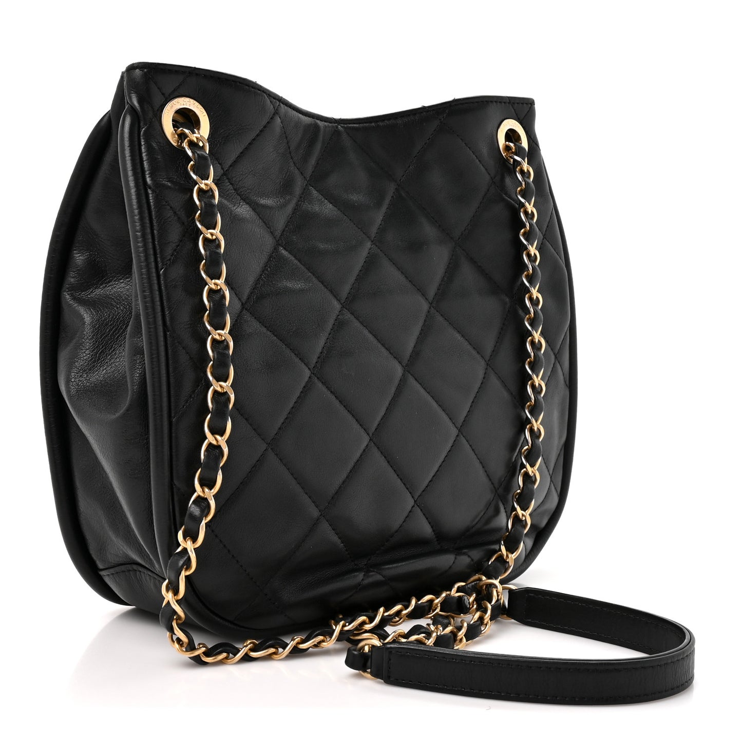 Shiny Lambskin Quilted Fashion Therapy Hobo Black