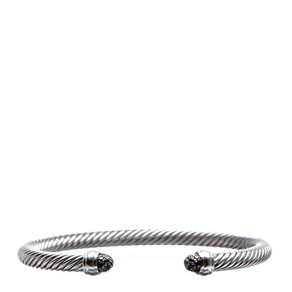 David Yurman Sterling Silver Black Diamond 5mm Cable Classics Bracelet 1 of 4