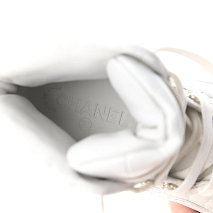 Chanel Calfskin Crocodile Embossed Cocodile High Top Sneakers 37.5 White 7 of 9