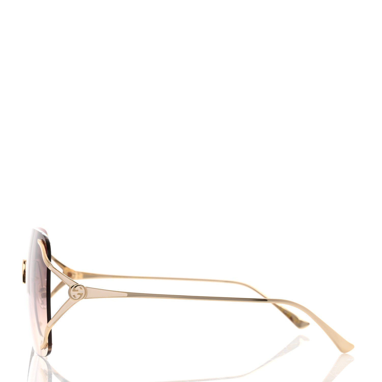 Gucci Metal Oversized Sunglasses GG0646S Gold Brown 3 of 9