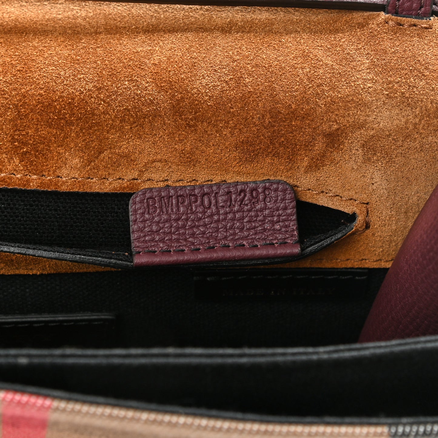 Derby Calfskin House Check Small Macken Crossbody Bag Mahogany Red