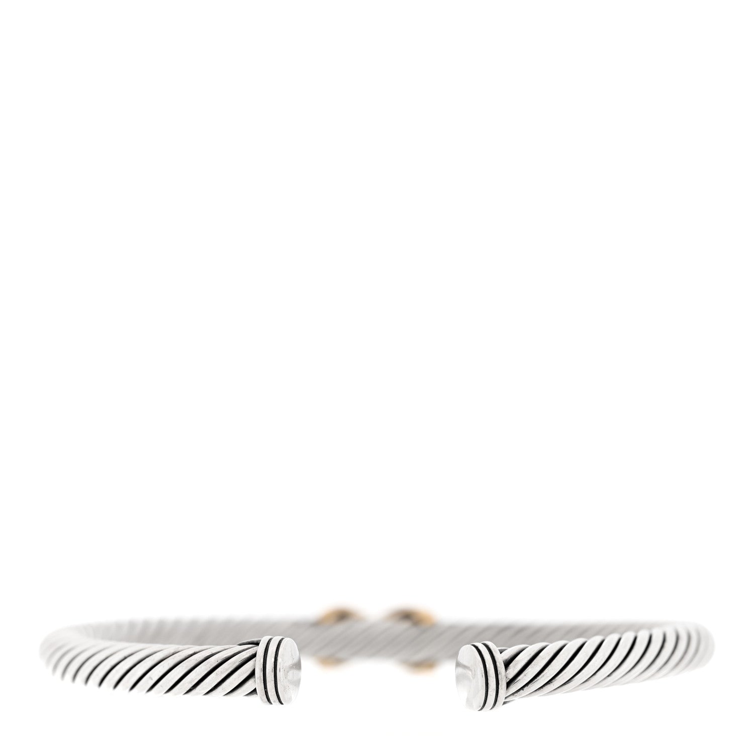 David Yurman Sterling Silver 14K Yellow Gold 5mm X Station Cable Bracelet 2 of 3