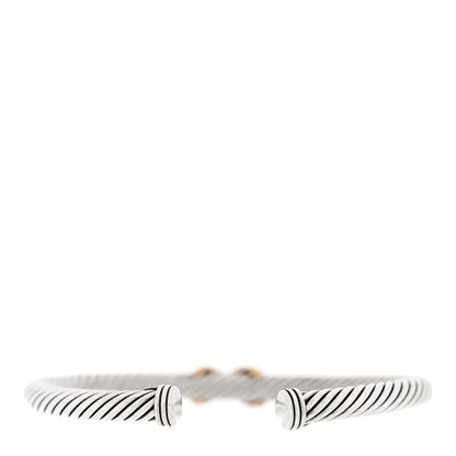 David Yurman Sterling Silver 14K Yellow Gold 5mm X Station Cable Bracelet 2 of 3