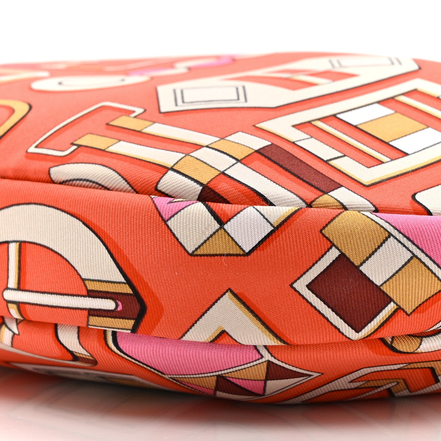 Hermes Silk Sursoie To Go Pouch Orange Poppy Naturel Sable Sésame 9 of 10