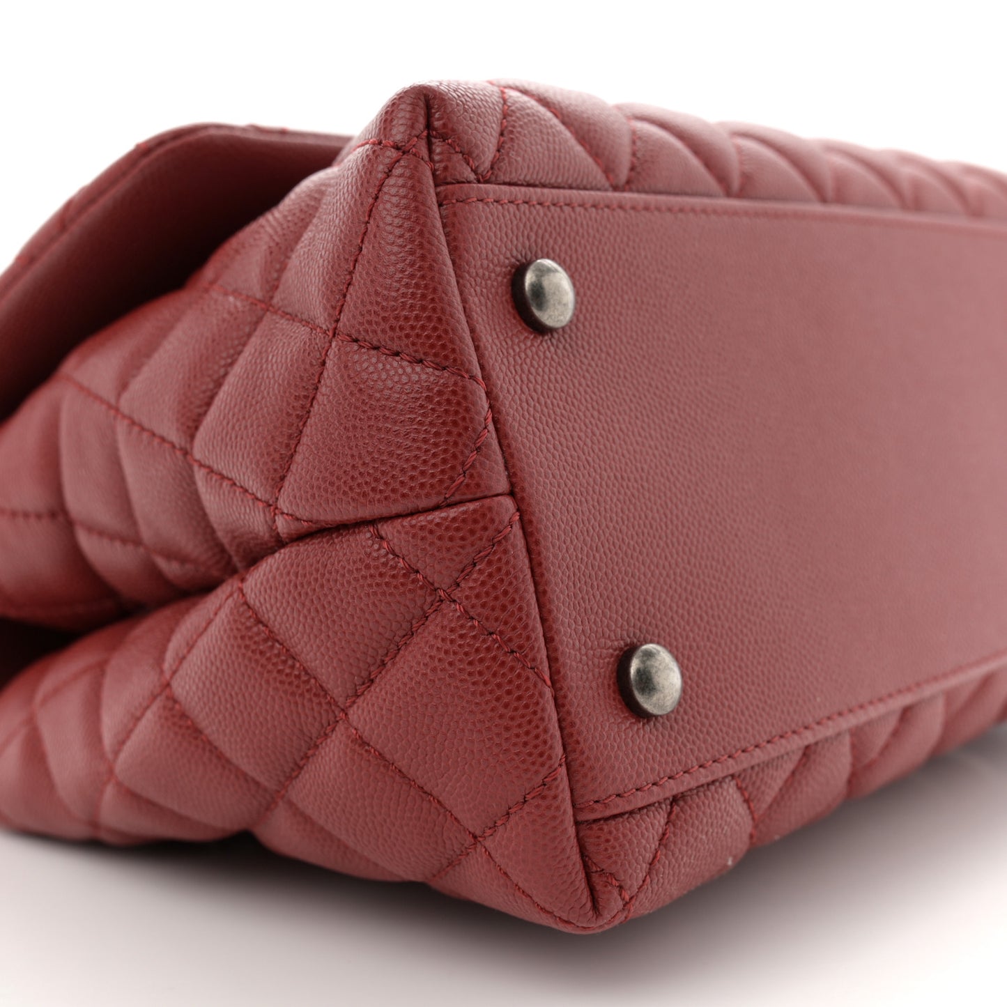 Caviar Quilted Small Coco Handle Flap Red