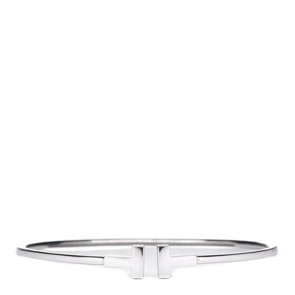 Tiffany 18K White Gold Narrow T Wire Bracelet 1 of 5