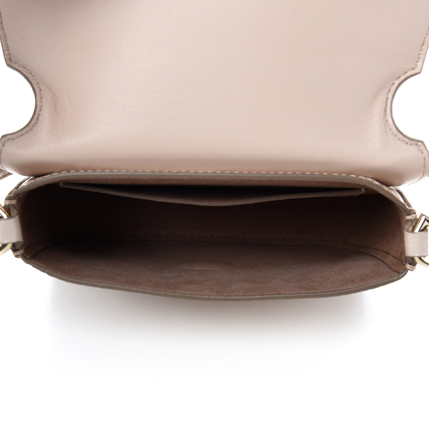 Calfskin Crocodile Embossed Mini Nobile Shoulder Bag Nude Pink