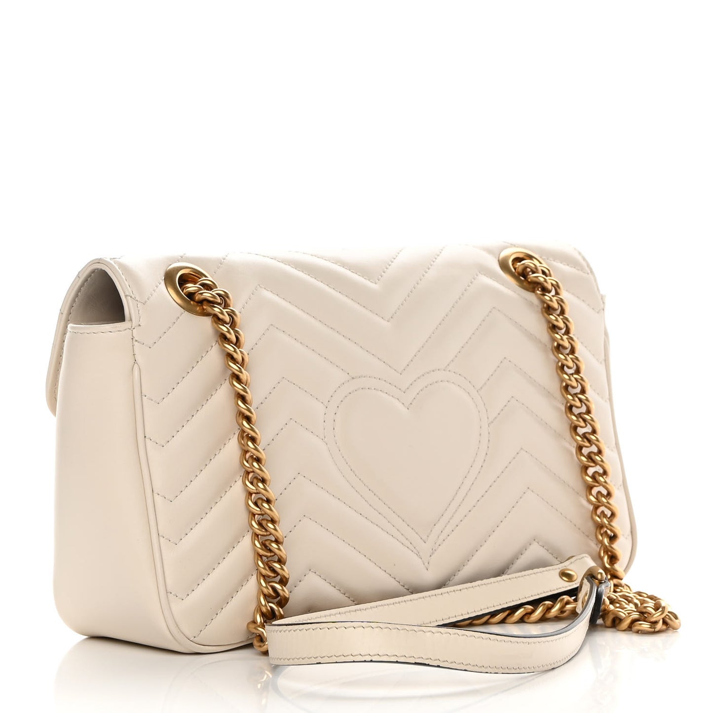 Calfskin Matelasse Small GG Marmont Shoulder Bag White