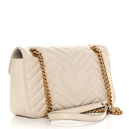 Gucci Calfskin Matelasse Small GG Marmont Shoulder Bag White 3 of 14