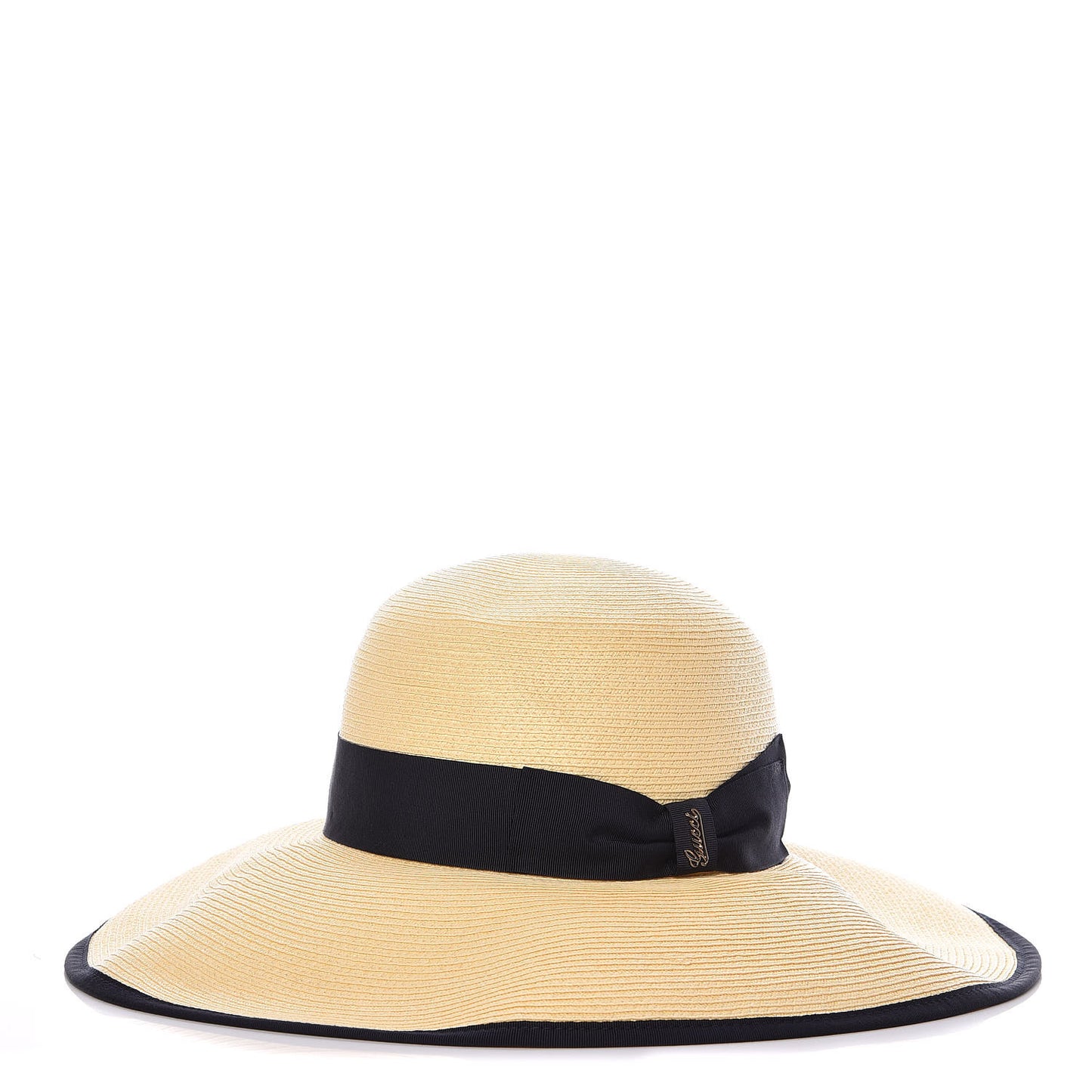 Straw Wide Brim 1973 Hat M Black Natural