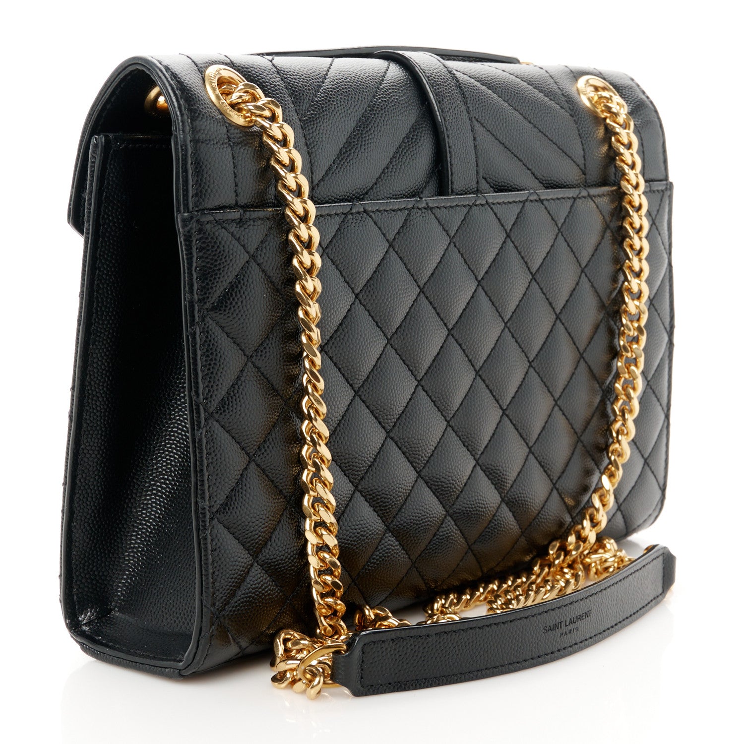 Saint Laurent Grain De Poudre Textured Mixed Matelasse Triquilt Medium Monogram Satchel Black 3 of 11