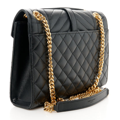 Saint Laurent Grain De Poudre Textured Mixed Matelasse Triquilt Medium Monogram Satchel Black 3 of 11