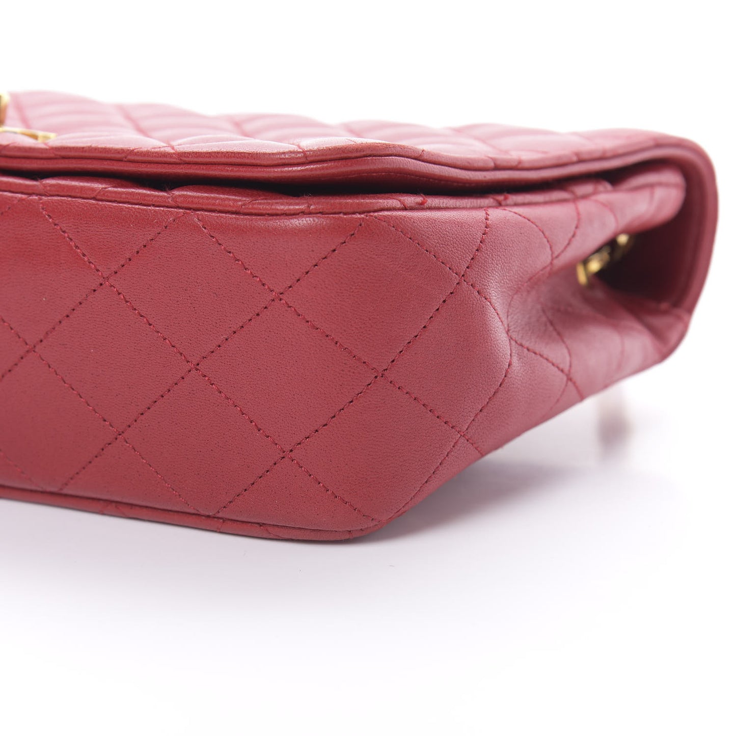 Lambskin Quilted Small Single Flap Red