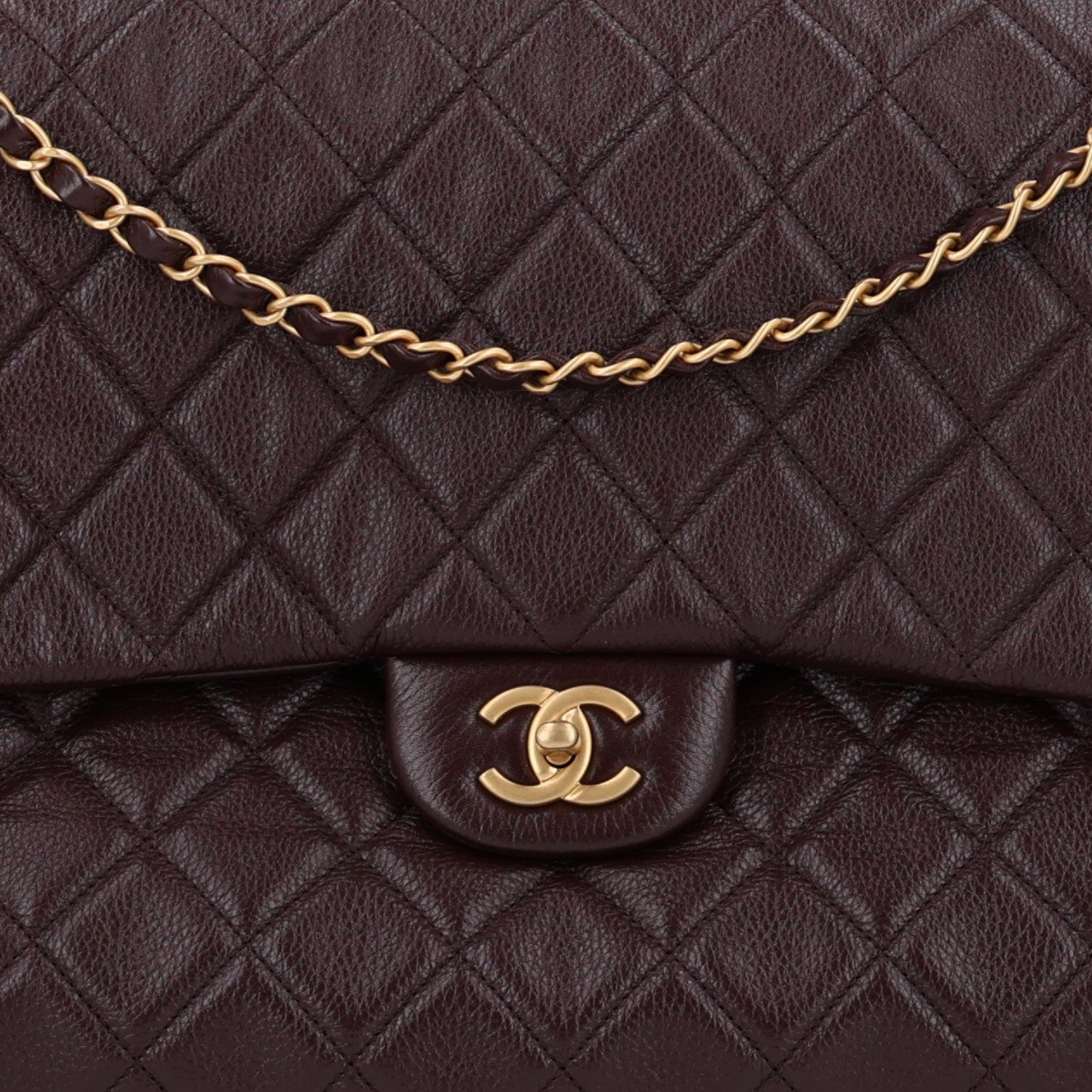 Chanel Grained Calfskin Quilted XXL Travel Flap Bag Burgundy 9 of 11