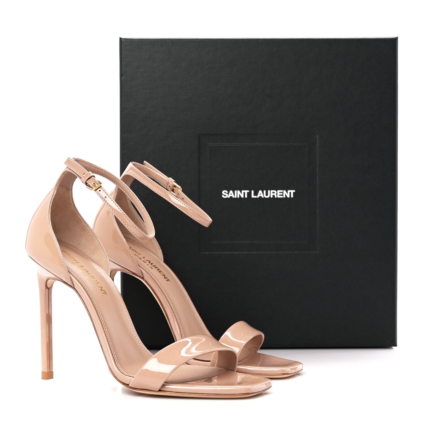 Patent Calfskin Amber 105 Ankle Strap Sandals 37 Nude