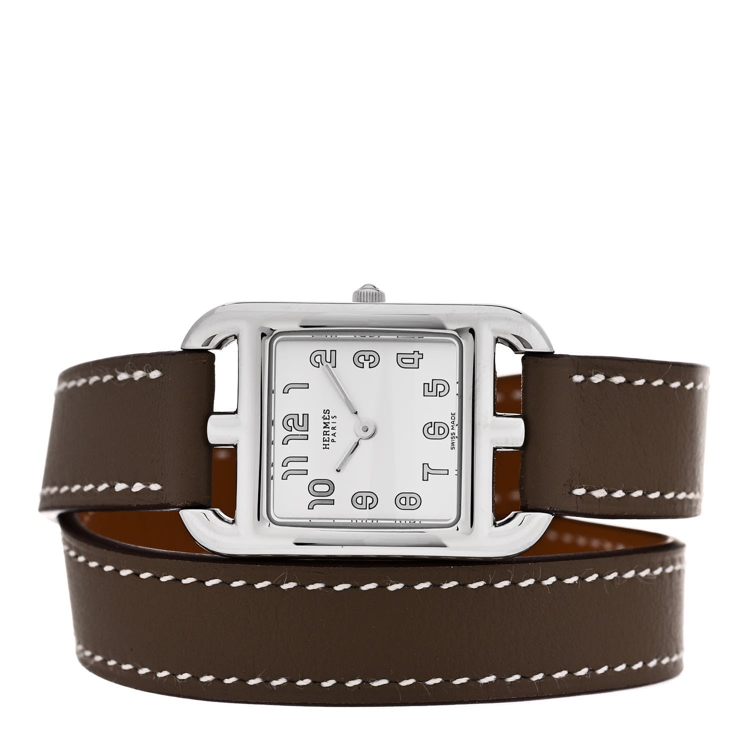 Hermes Stainless Steel Swift 23mm Cape Cod Double Tour Quartz Watch Etoupe 2 of 5