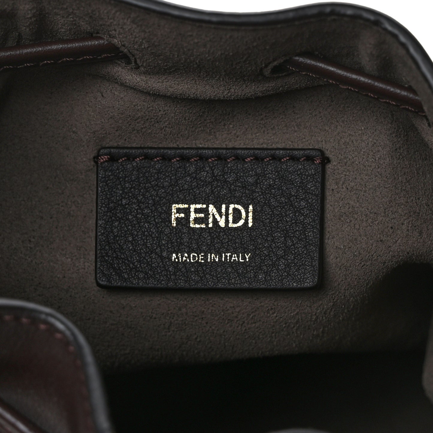 Suede Vitello King F is Fendi Micro FF Mini Mon Tresor Bucket Bag Sigaro Marrone Ebano