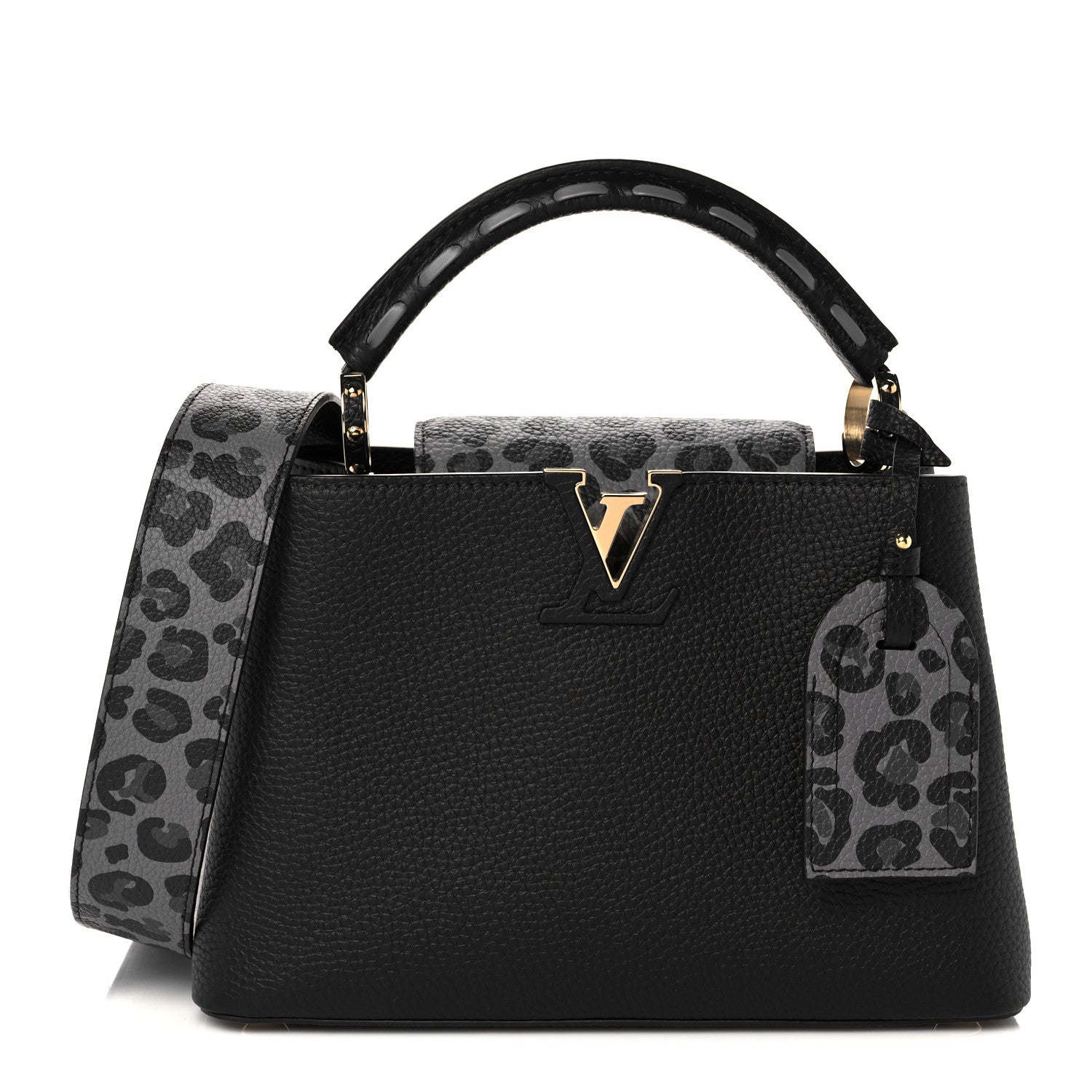 Louis Vuitton Taurillon Capucines Leopard BB Black 1 of 7