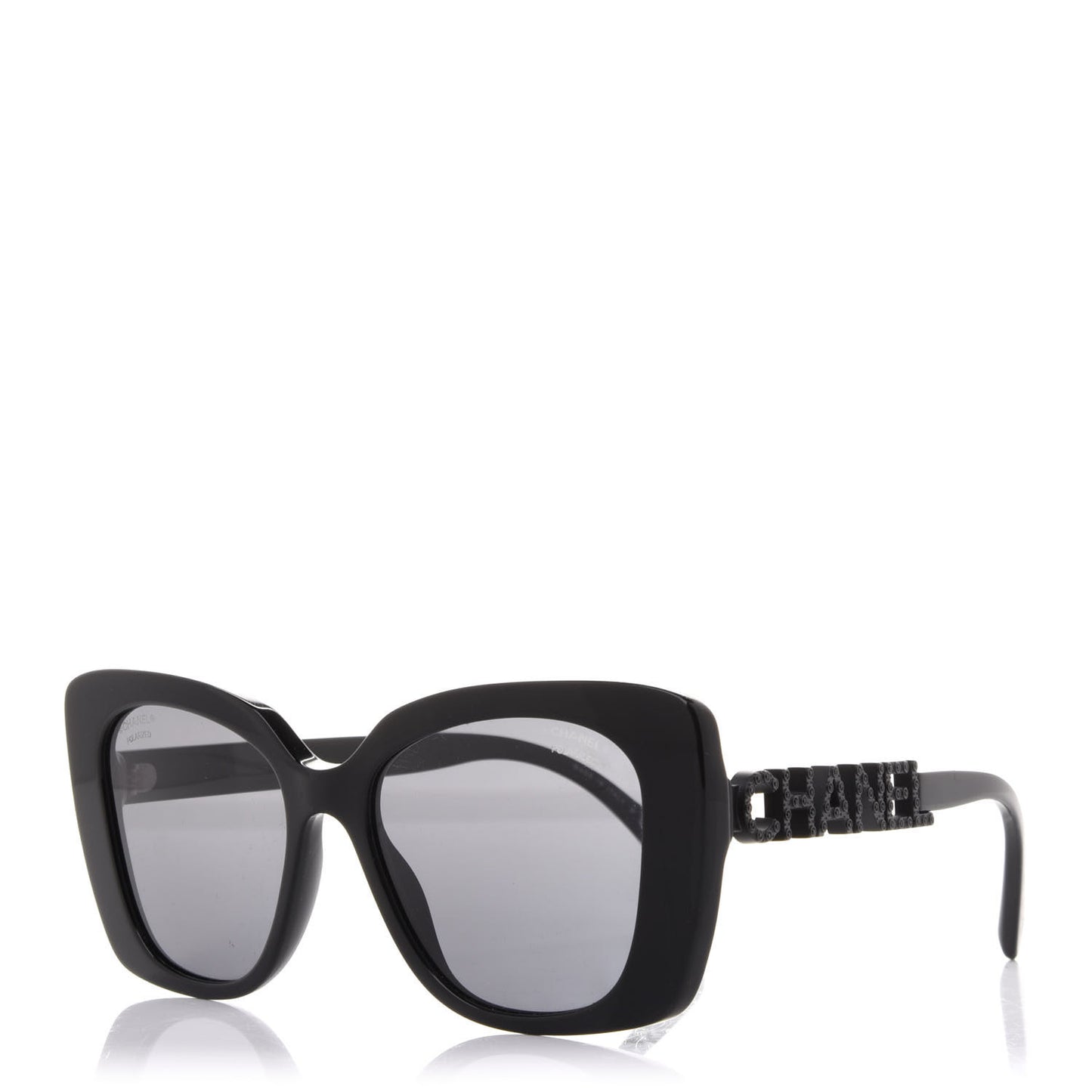 Acetate Strass Polarized Square Sunglasses 5422-B Black