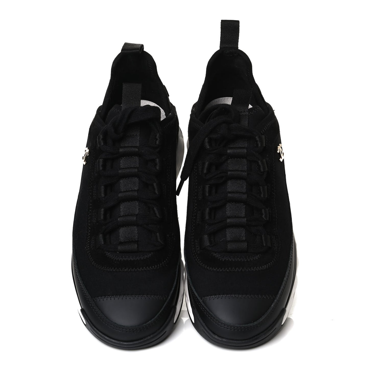 Velvet Calfskin Mixed Fibers CC Sneakers 37 Black