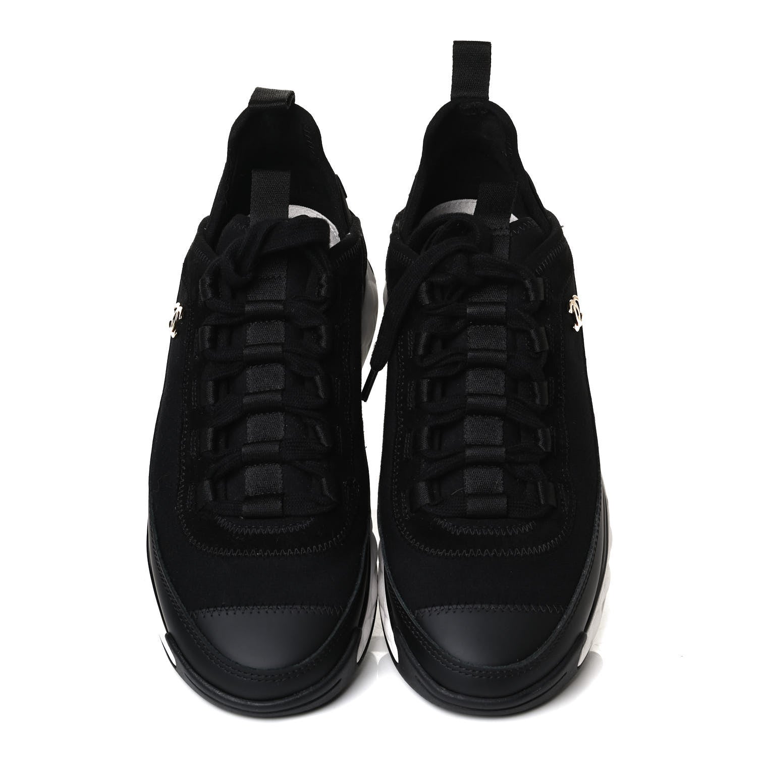 Chanel Velvet Calfskin Mixed Fibers CC Sneakers 37 Black 5 of 11